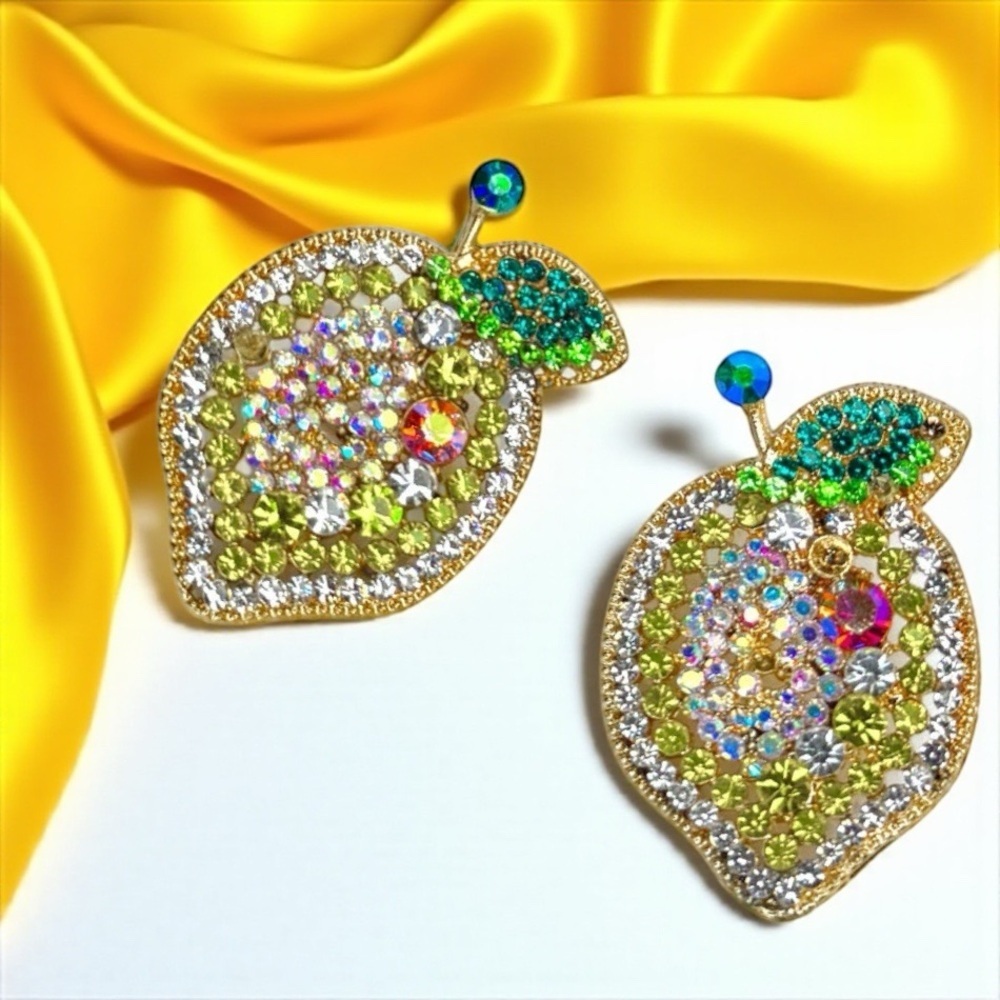 Sparkling Lemon Rhinestone Earrings - Brighten Your Style! 🍋 NWT